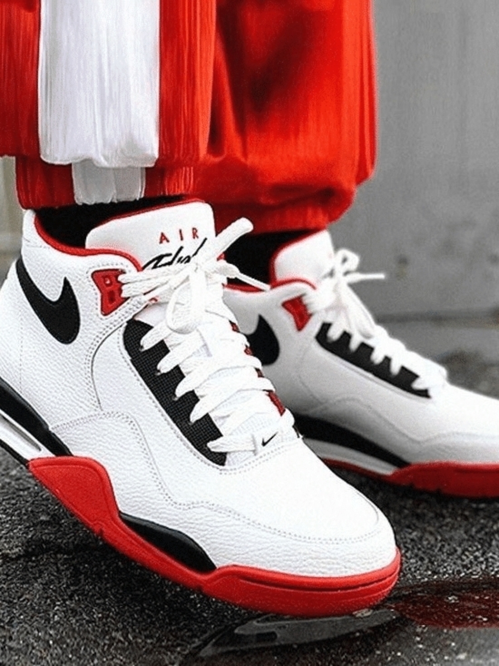 Nike Flight Legacy - BQ4212-100 - Casual Sneakers - White/Black/Red - Size 11